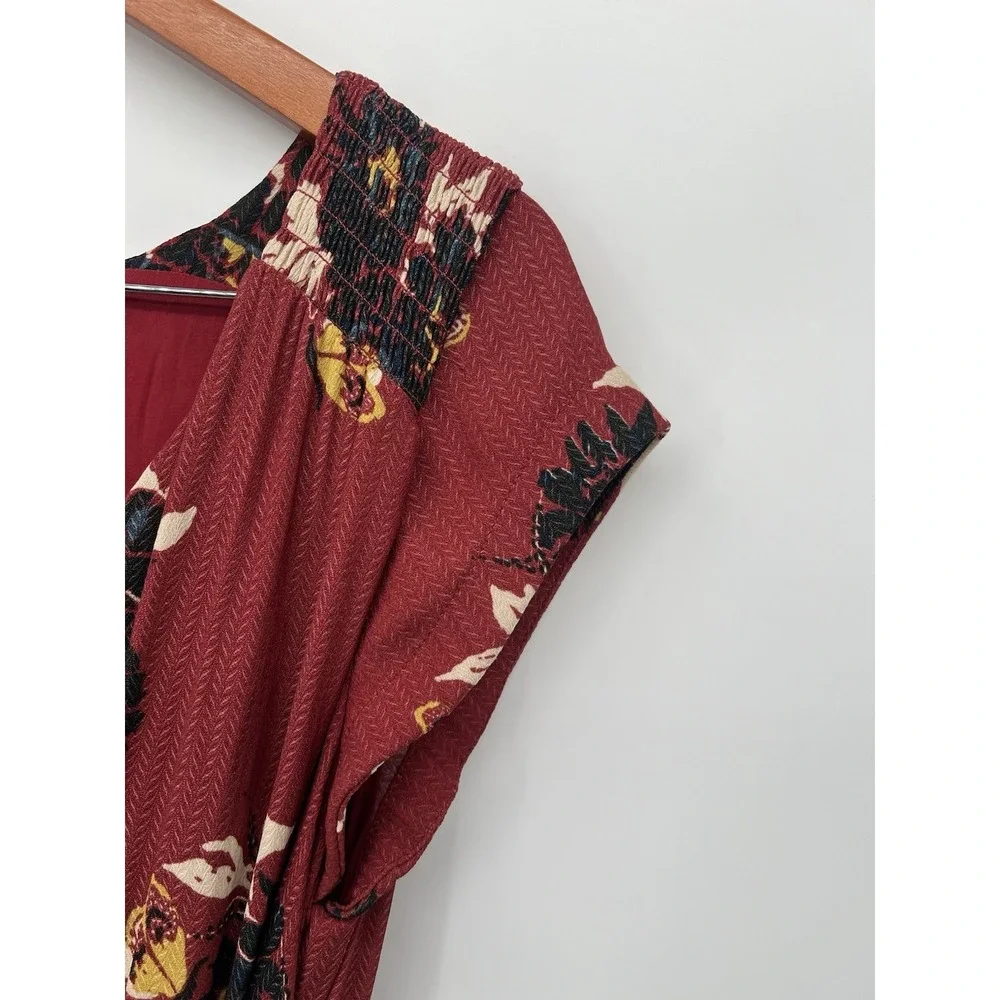 Free People Maxi Dress Women All I‎ Got Tiered Floral Boho Rusted Red Size 6